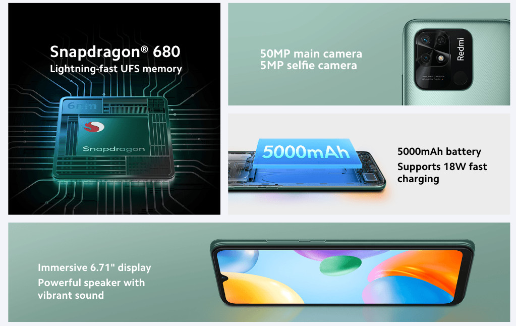 Xiaomi Redmi 10C 4G LTE Graphite Gray – 4GB RAM – 128GB ROM – Global Version NEW