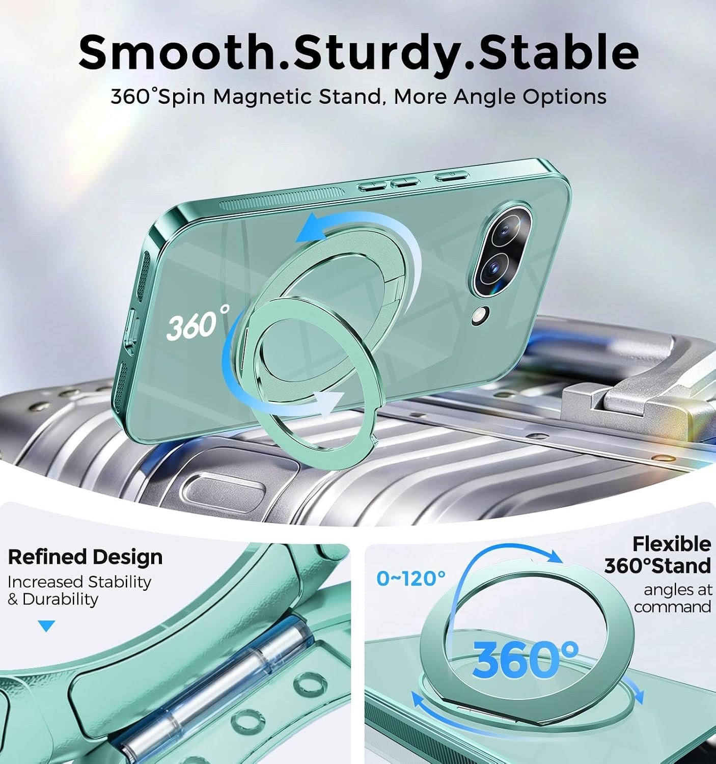 Google Pixel 10A with 360° Spin Magnetic Stand&Ring Kickstand, Anti-Slip Rugged