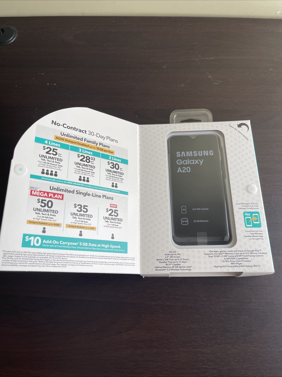 BRAND NEW / Sealed: Total Wireless Samsung Galaxy A20