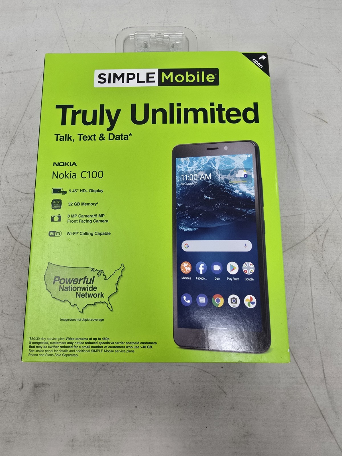 🔴Nokia C100, 32GB, Black – Prepaid Smartphone Simple Mobile