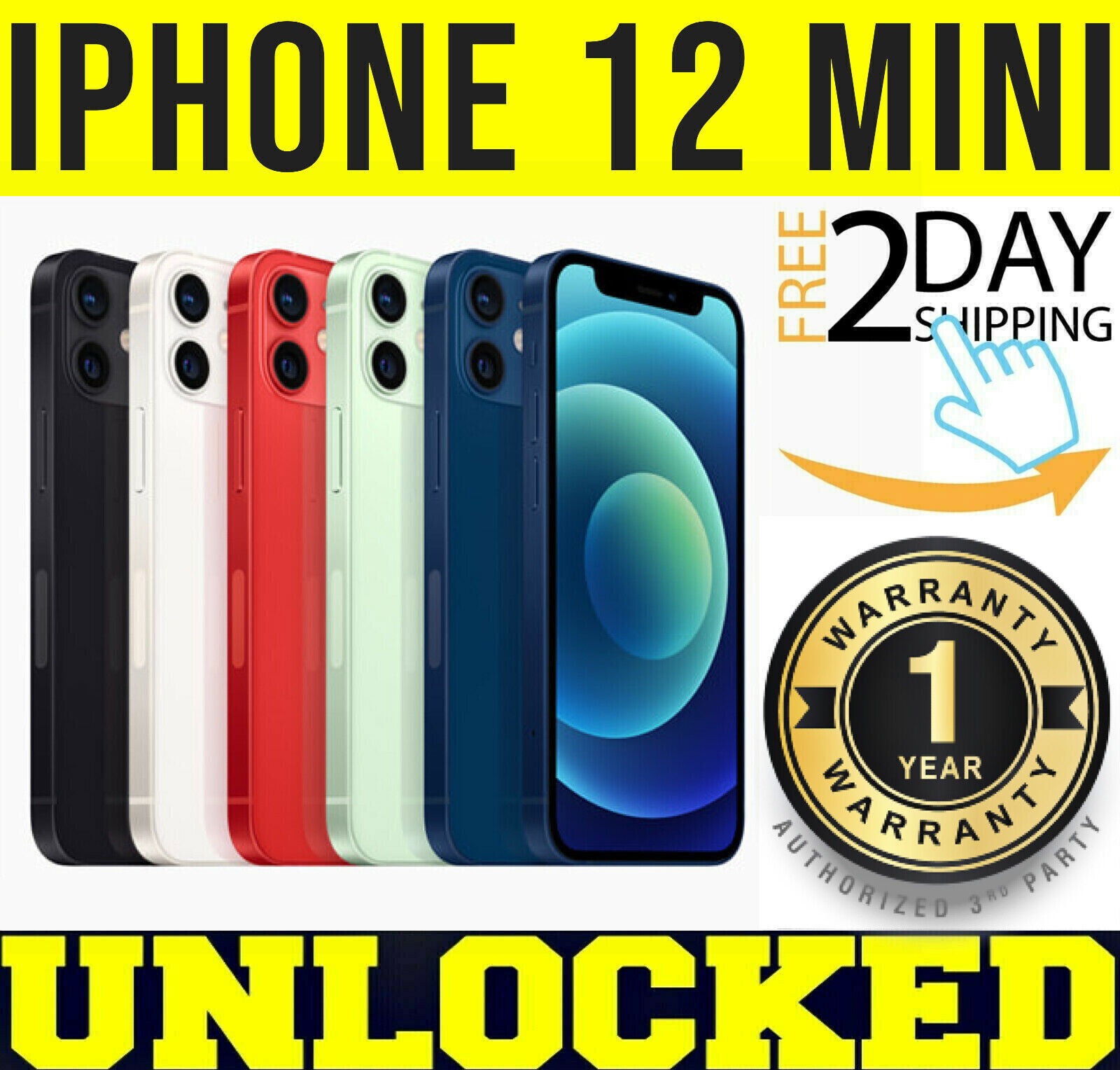 🆕New Sealed Box Apple iPhone 12 Mini 64/128/256GB A2176 USA UNLOCKED Smartphone