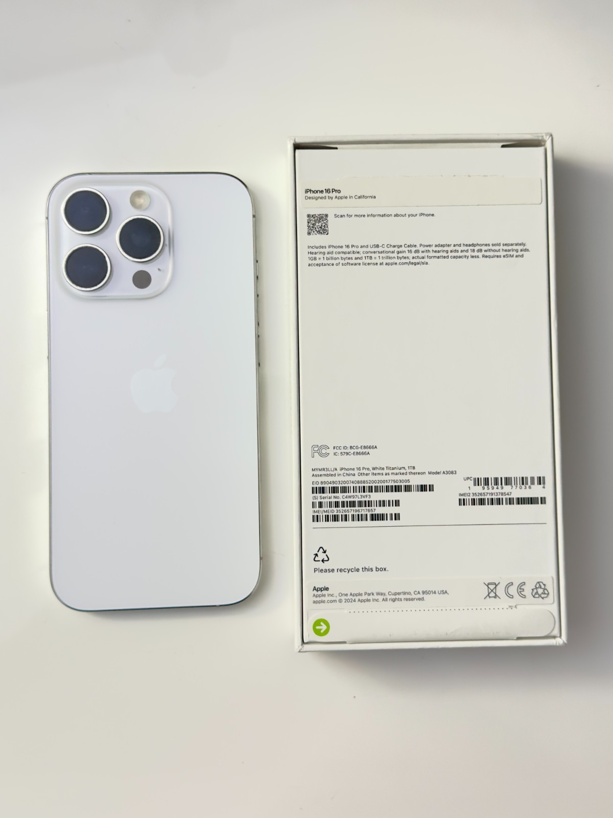 Apple iPhone 16 Pro – 1 TB – White Titanium (Unlocked)