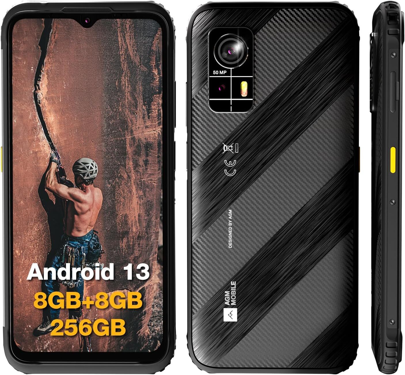 AGM H6 10.75mm Ultra-Thin Rugged Smartphone Unlocked 6.56” 16GB+256GB Phones