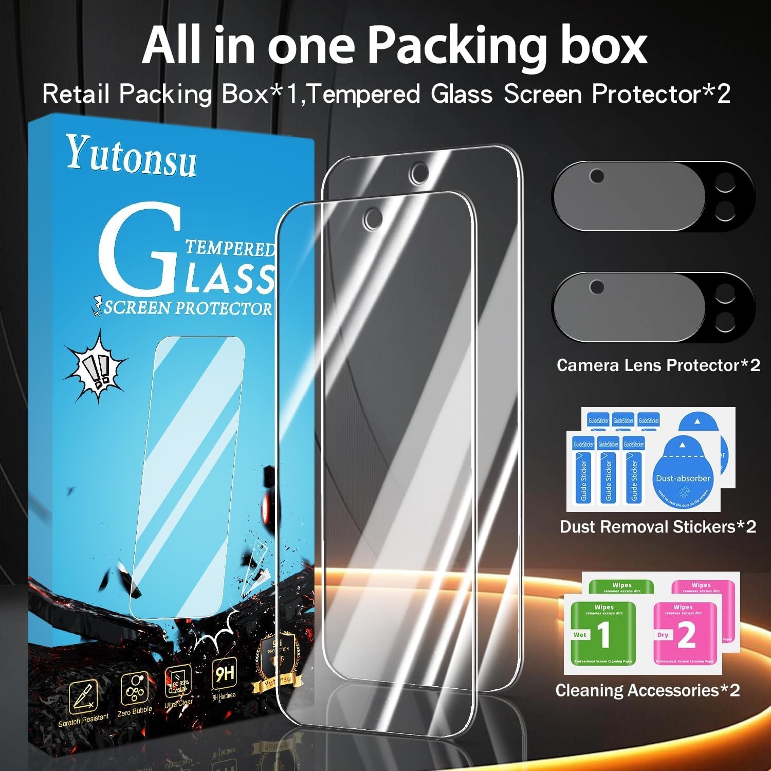 4in1 Screen Protector for Google Pixel 9 Pro Screen and Camera Lens Protector 9H