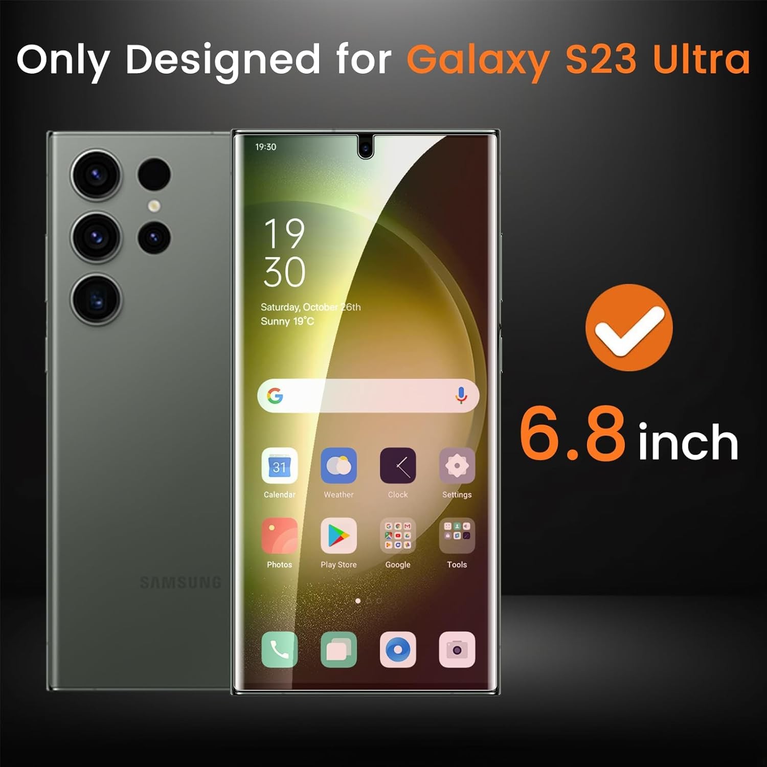 2PCS Gradient Color Privacy Screen Protector for Samsung Galaxy S23 Ultra 6.8 In