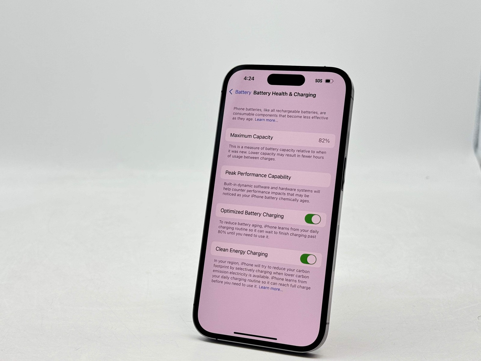 Unlocked Apple iPhone 14 Pro A2650 128GB Deep Purple 82% Battery Health
