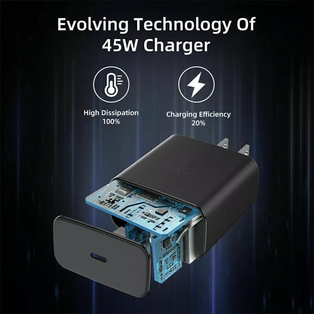 45W Type USB-C Super Fast Wall Charger+ 6ft Cable for Samsung Galaxy S20 S22 S23