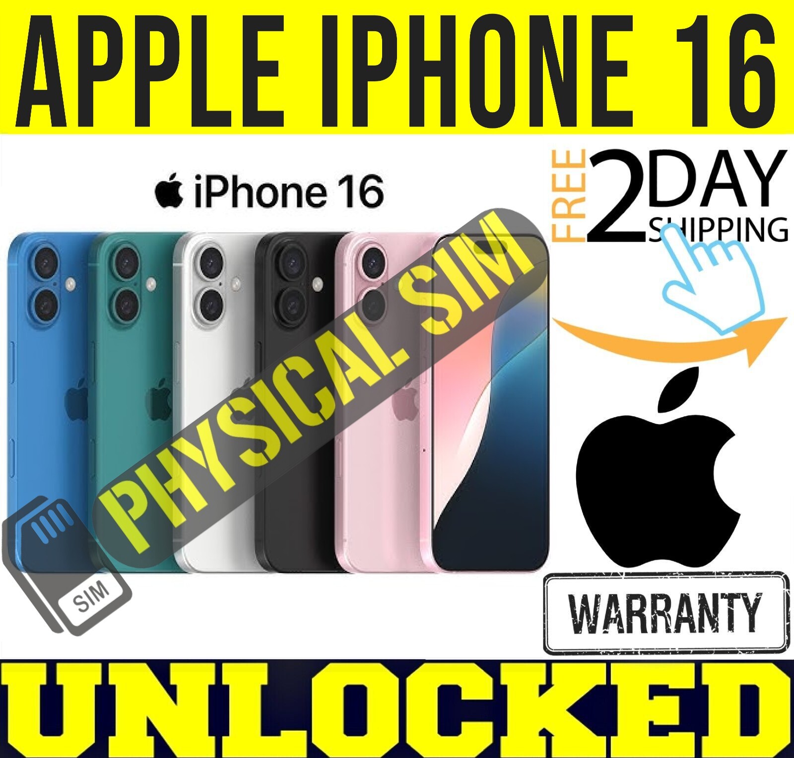 APPLE IPHONE 16 – 128GB (FACTORY UNLOCKED) ✅ PHYSICAL SIM TRAY ✅ A3287 ❖SEALED❖