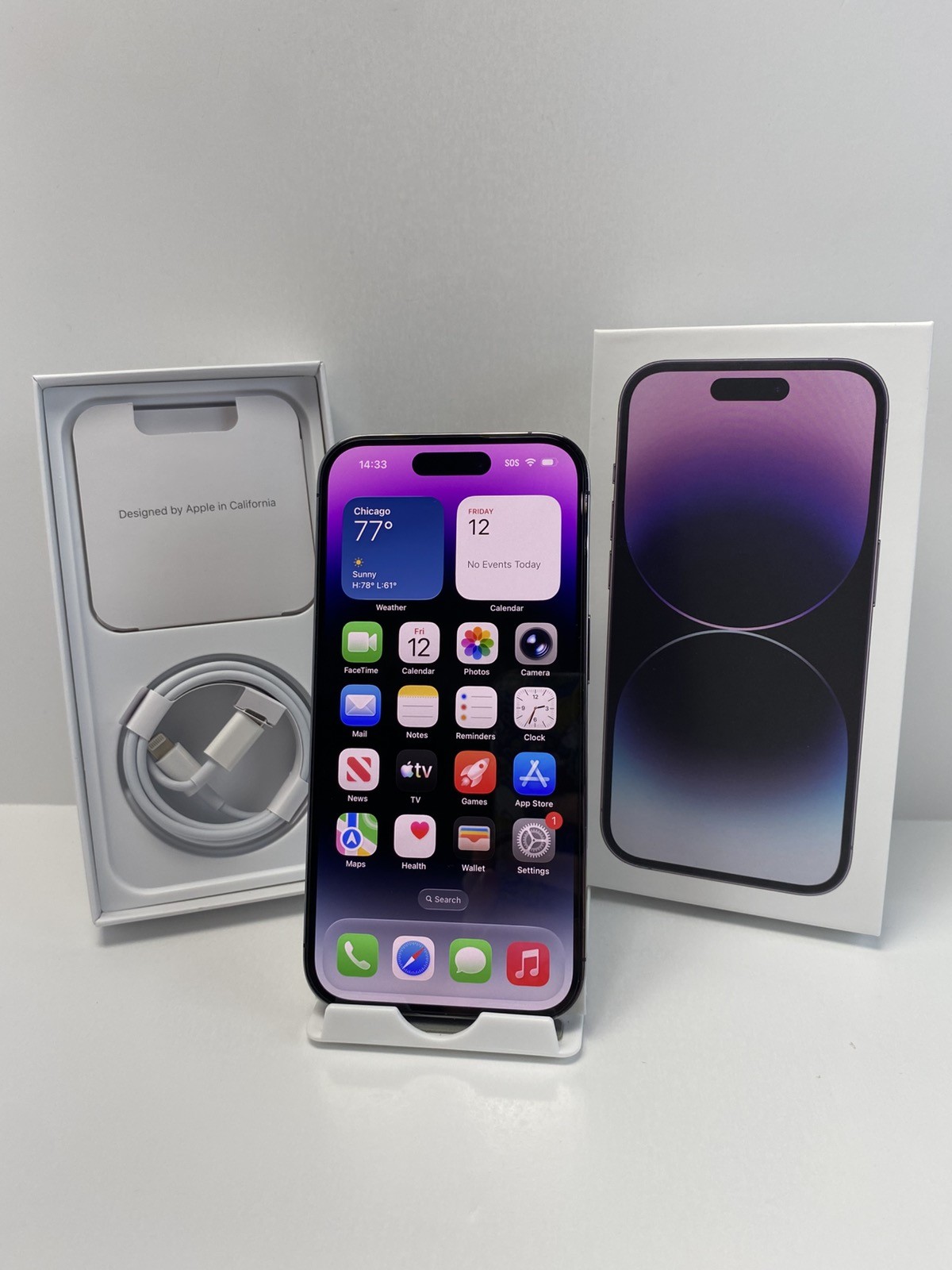 Apple iPhone 14 Pro A2650 512GB Purple Unlocked Clean ESN 98% battery health