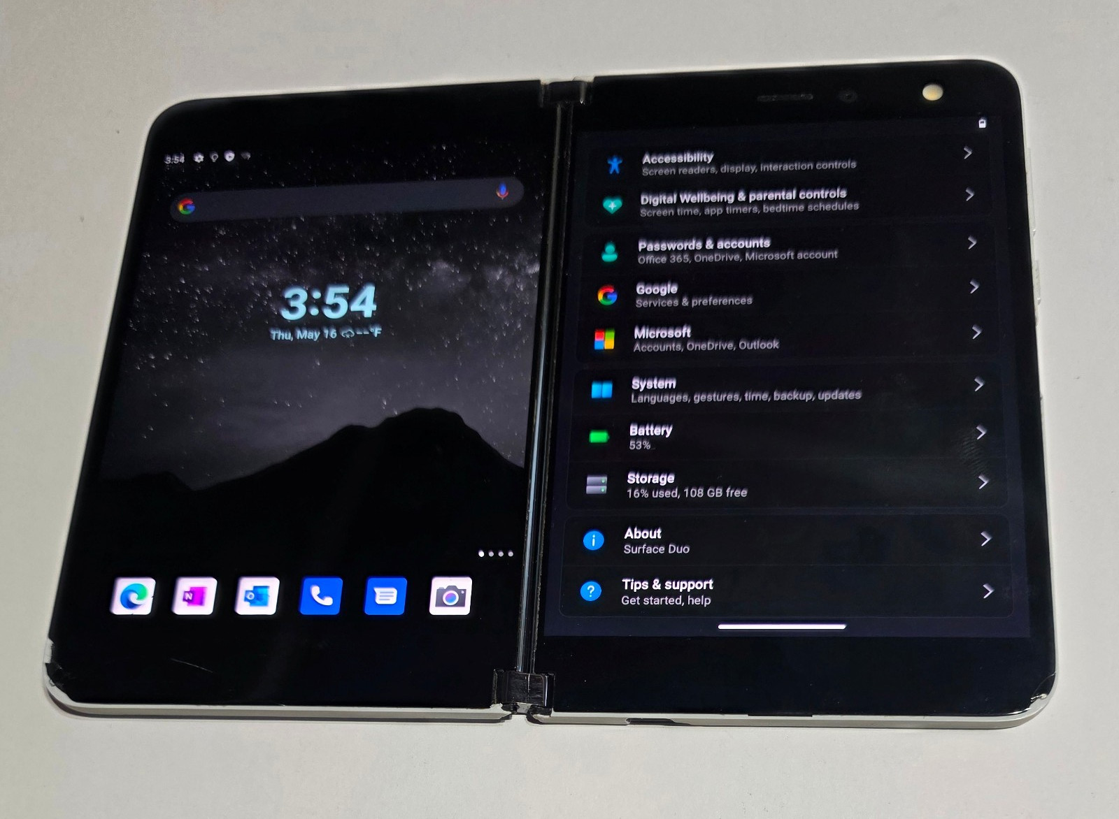Original Glacier White Microsoft Surface Duo 128GB Unlocked Android Phone Only