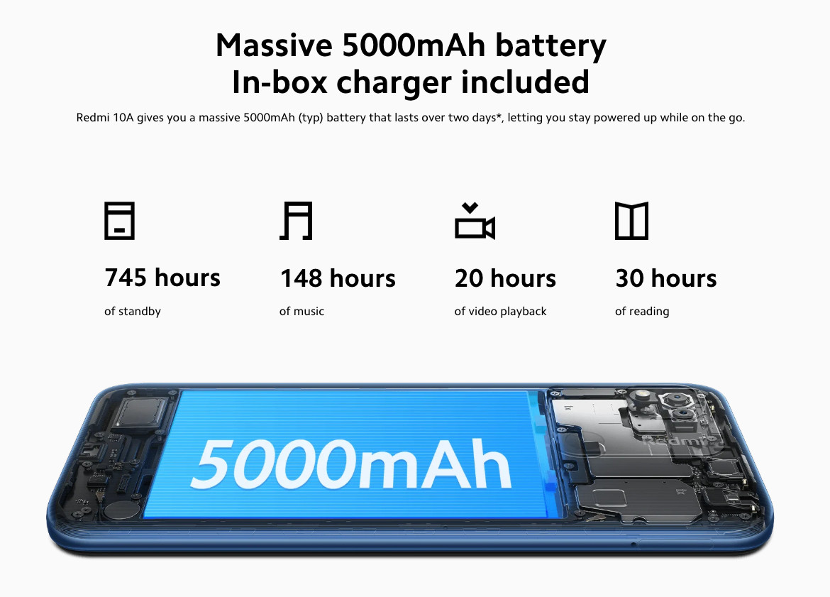 Xiaomi Redmi 10A 4G LTE Chrome Silver – 3GB RAM – 64GB ROM – Global Version NEW