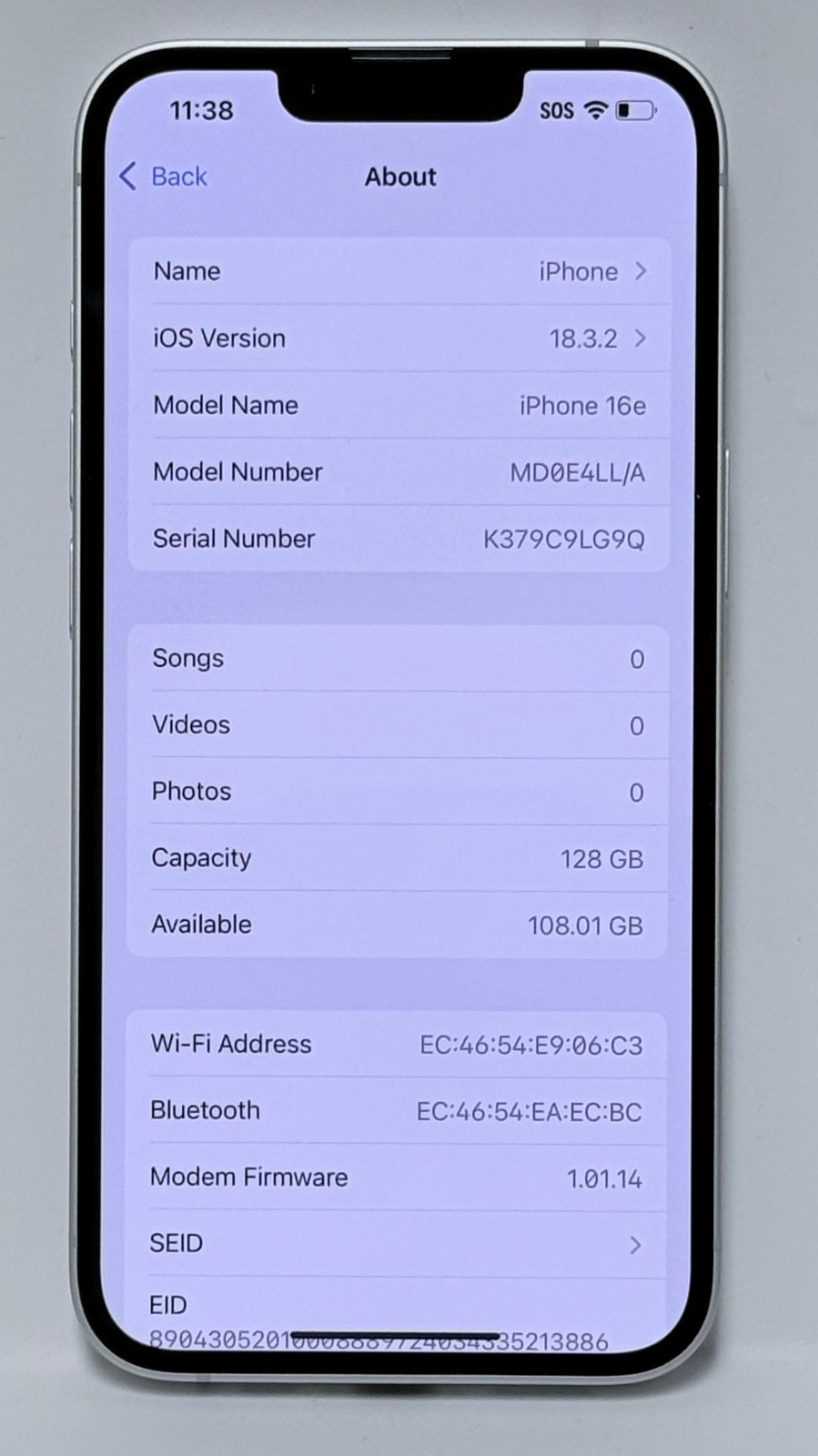 Apple iPhone 16e 5G 128GB eSIM MD0E4LL/A- Carrier Lock