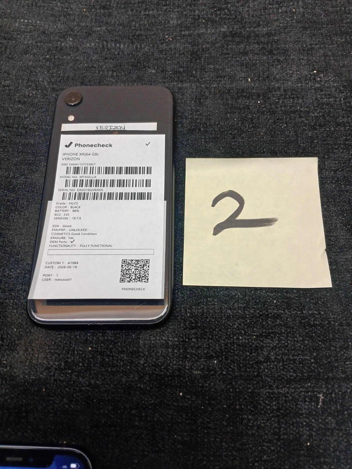 Apple A1984 iPhone XR 64 GB Black (Verizon) Battery 86% #2