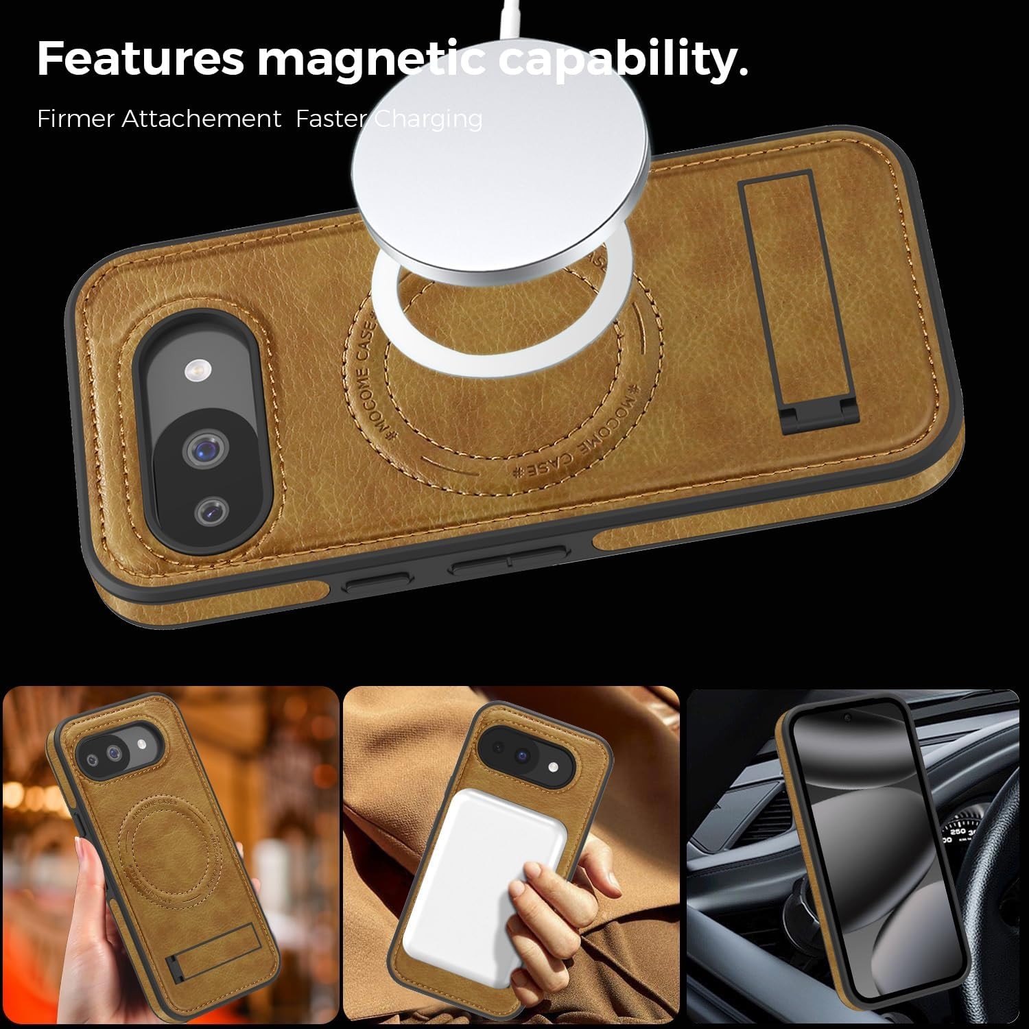 Google Pixel 10a Case PU Leather Magnetic Cover Stand Funda para Google Pixel 10