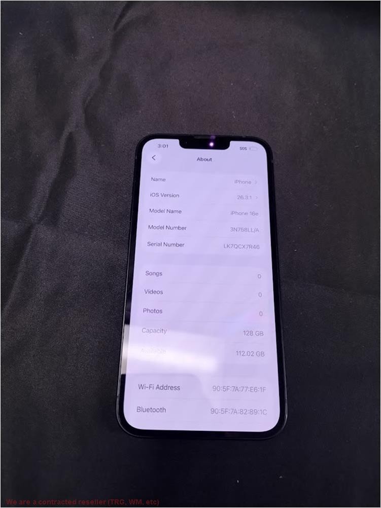 Apple iPhone 16e 128GB Black UNKNOWN CARRIER SEE DETAILS