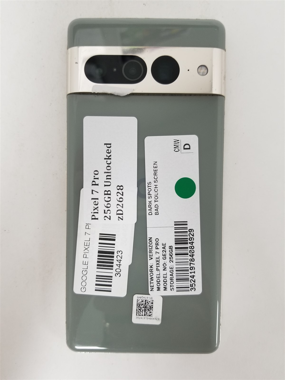 Google Pixel 7 Pro 256GB Hazel GE2AE (Verizon Unlocked) Damaged zD2628