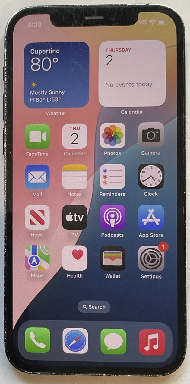 CRACKED BACK GLASS, GSM UNLOCKED iPhone 12, 128GB A2172 MGF93LL/A FOR REPAIR