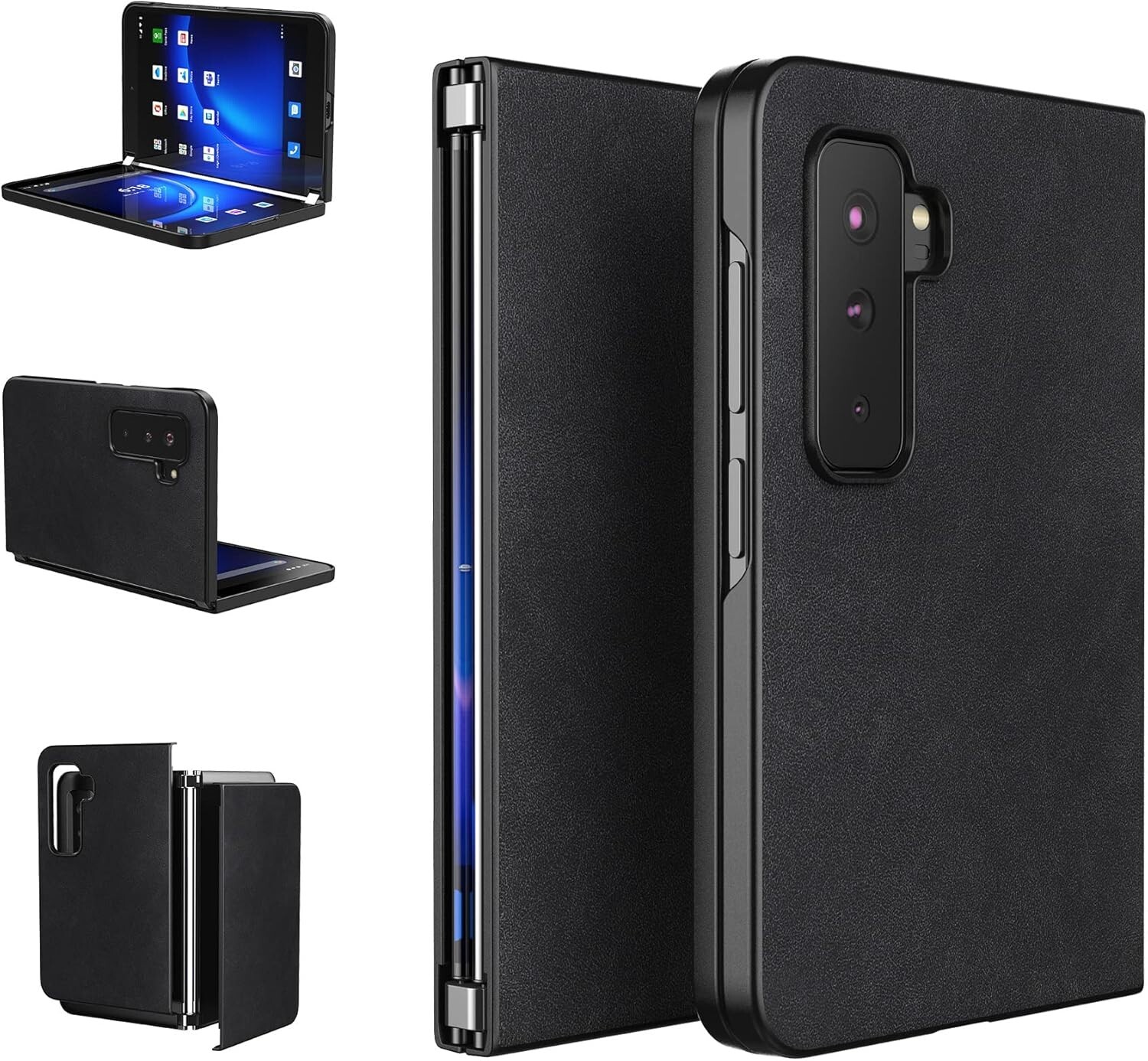 PU Leather Back Cover Hard PC Holder Protective Case For Microsoft Surface Duo 2