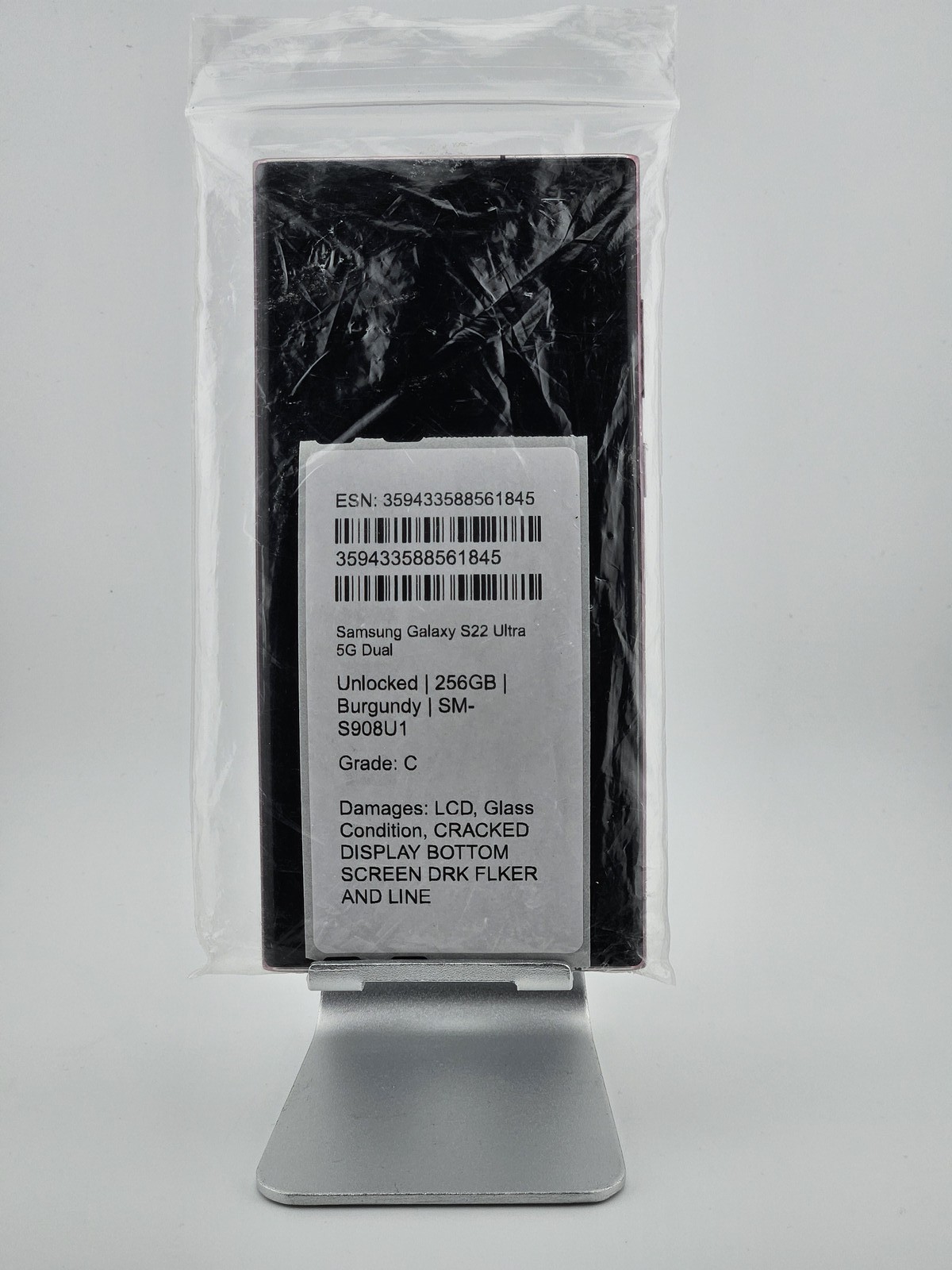 Samsung Galaxy S22 Ultra 5G 256GB Unlocked – Burgundy (Bad Screen)