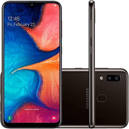 Used 4/10 Samsung Galaxy A20 SM-A205U 32GB Black Verizon Only with LCD Shadow