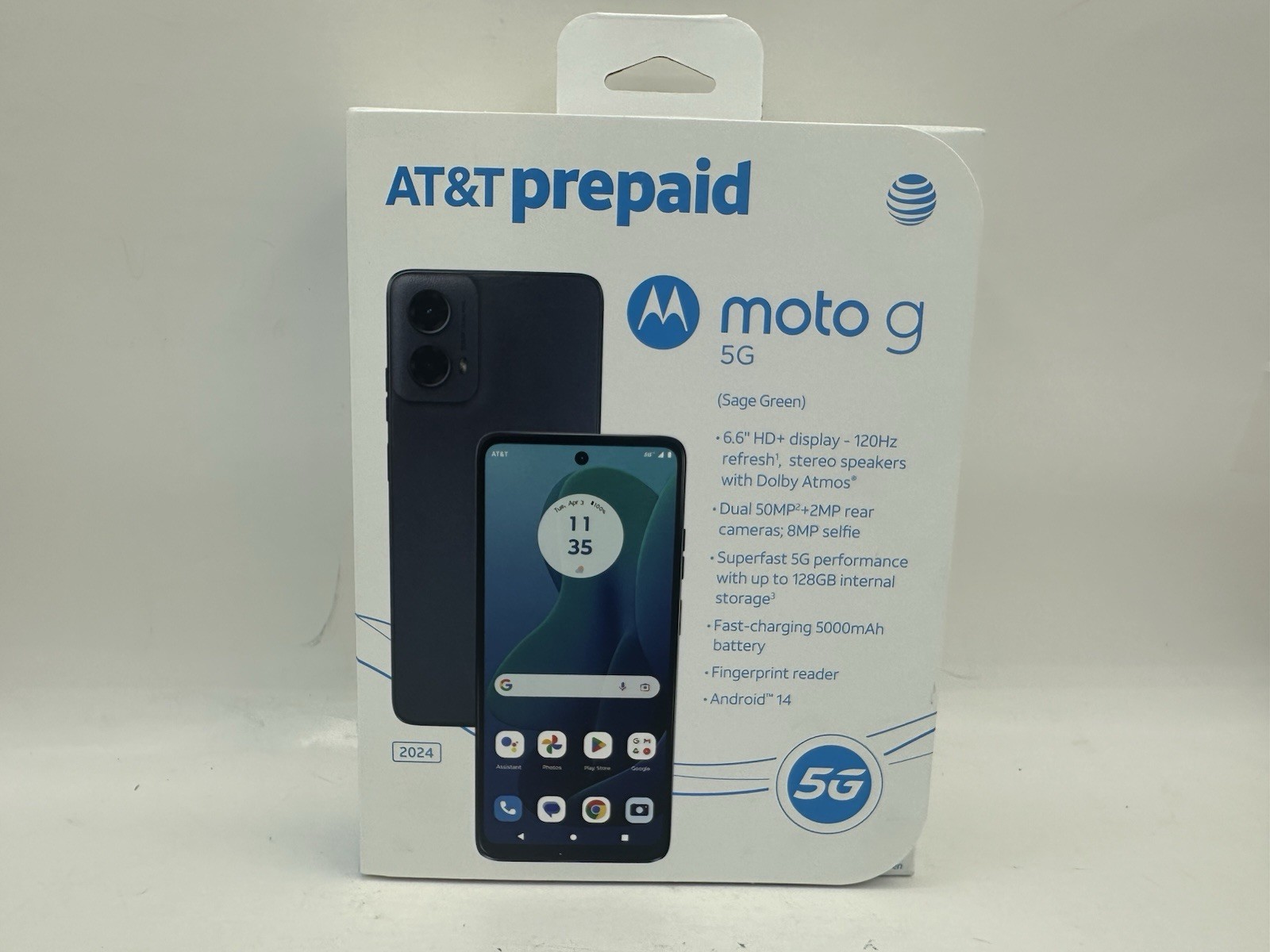 AT&T Prepaid Motorola Moto G 5G 2024 128GB 6.6”50MP Green Android Smartphone New