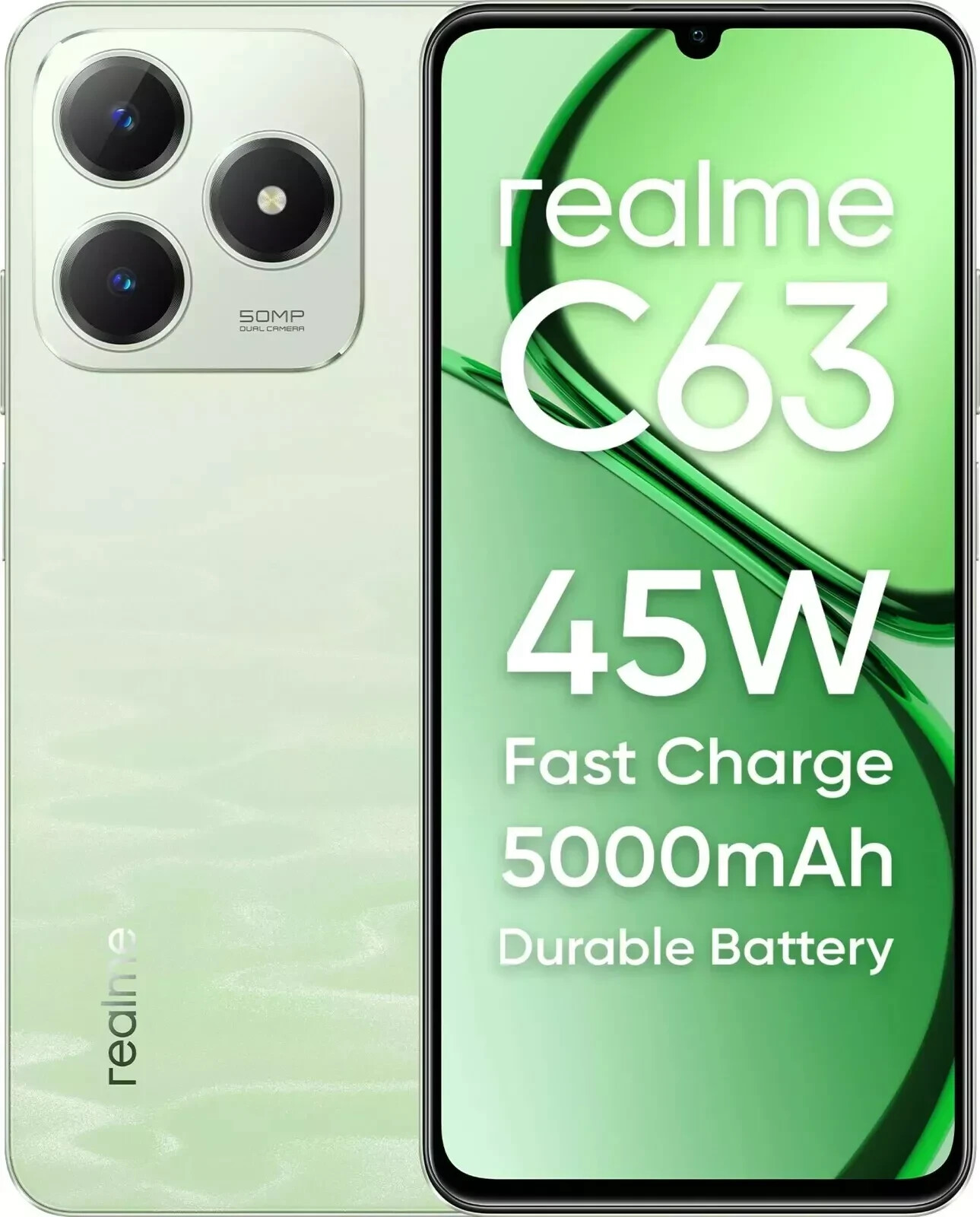 Realme C63 4G (RAM 4GB, 128GB)Green 6.74″ 50MP T612 Processor Global Version
