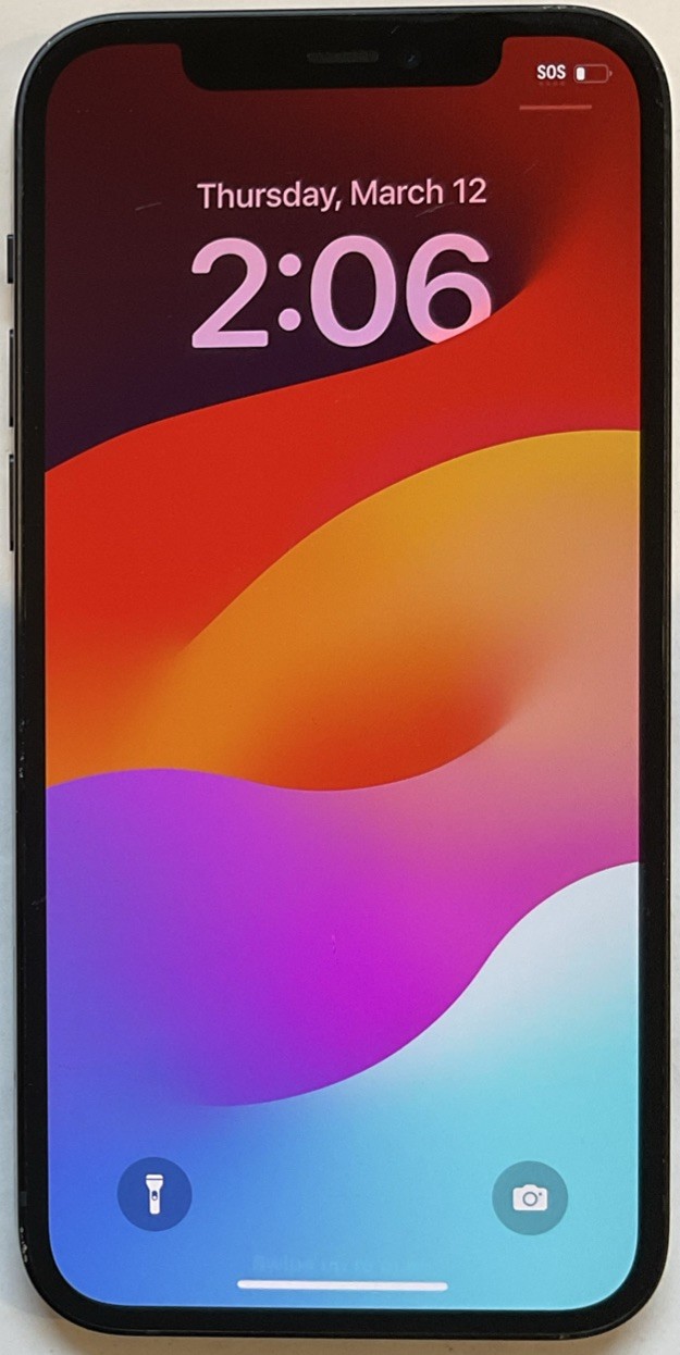 USED BLACK GSM UNLOCKED iPhone 12, 64GB A2172 MGEF3LL/A WITH 100% BATTERY HEALTH