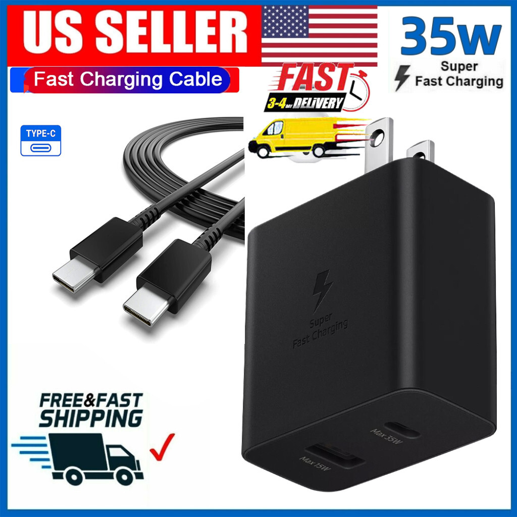 3FT Cable+35W USB-C Super Fast Wall Charger For Samsung Galaxy S21-S23 S24 S25