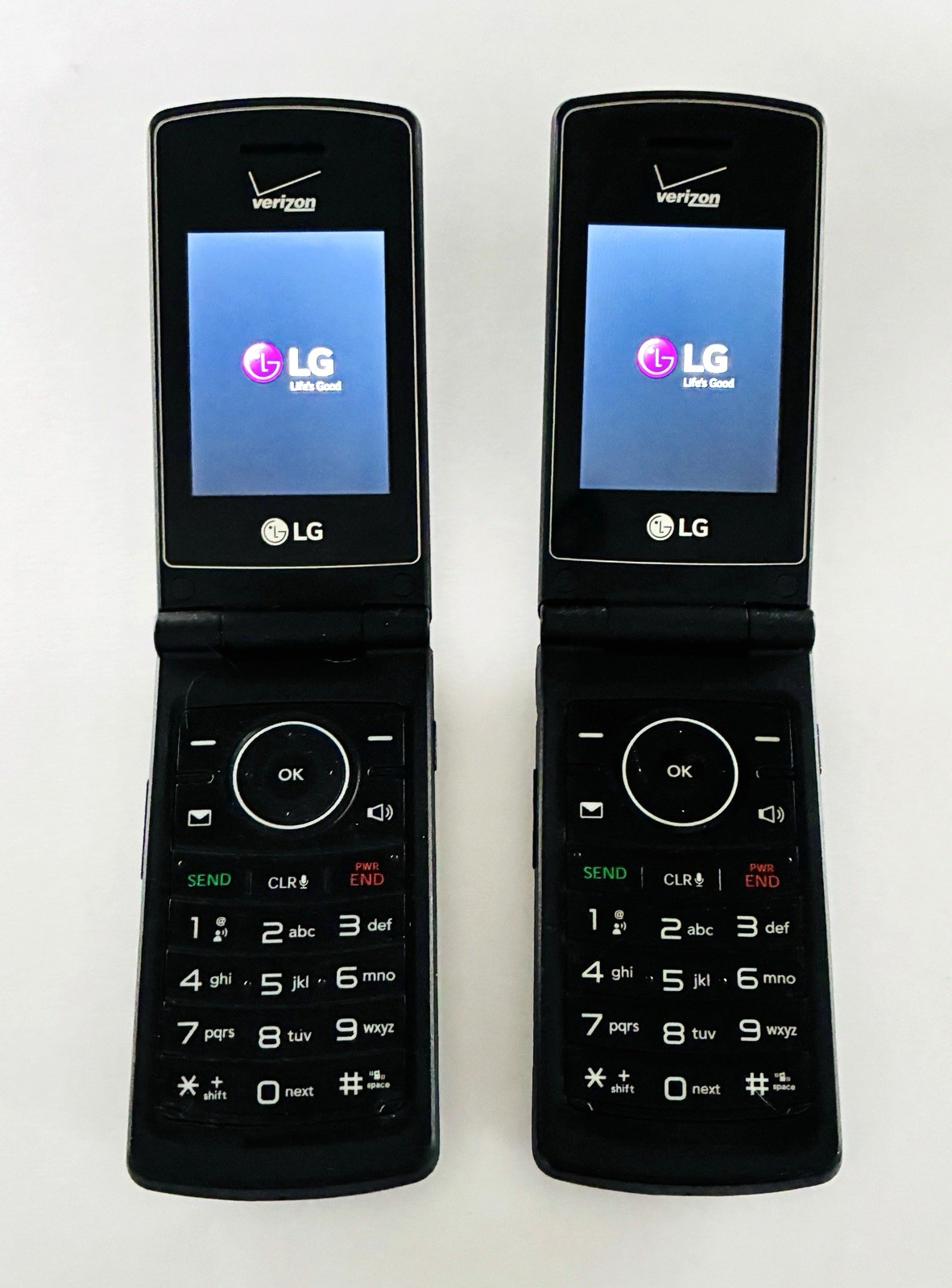 Lot of 2 Working LG-VN210 Verizon Flip Phones 256 MB w- Battery, Charging Cord