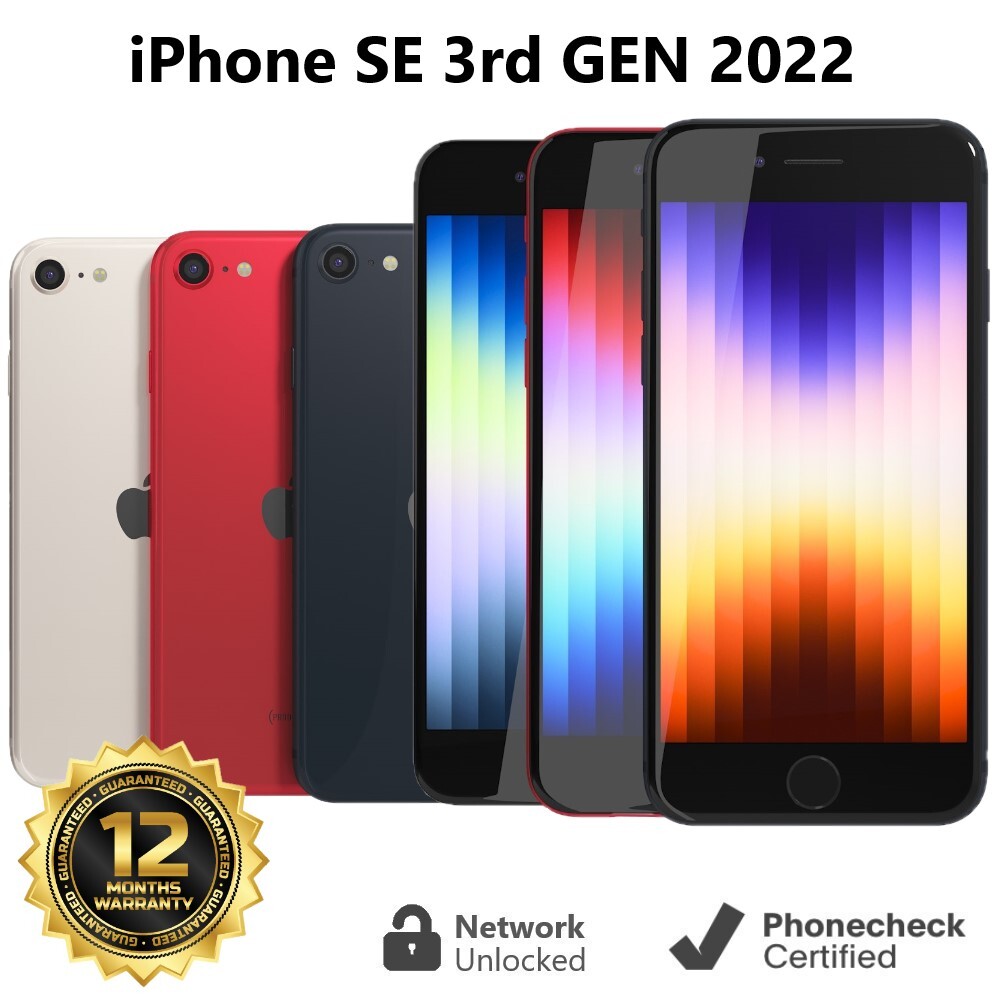 Apple iPhone SE 3rd Gen. – A2595 – 64GB| 128GB | 256GB – (Unlocked) – Excellent