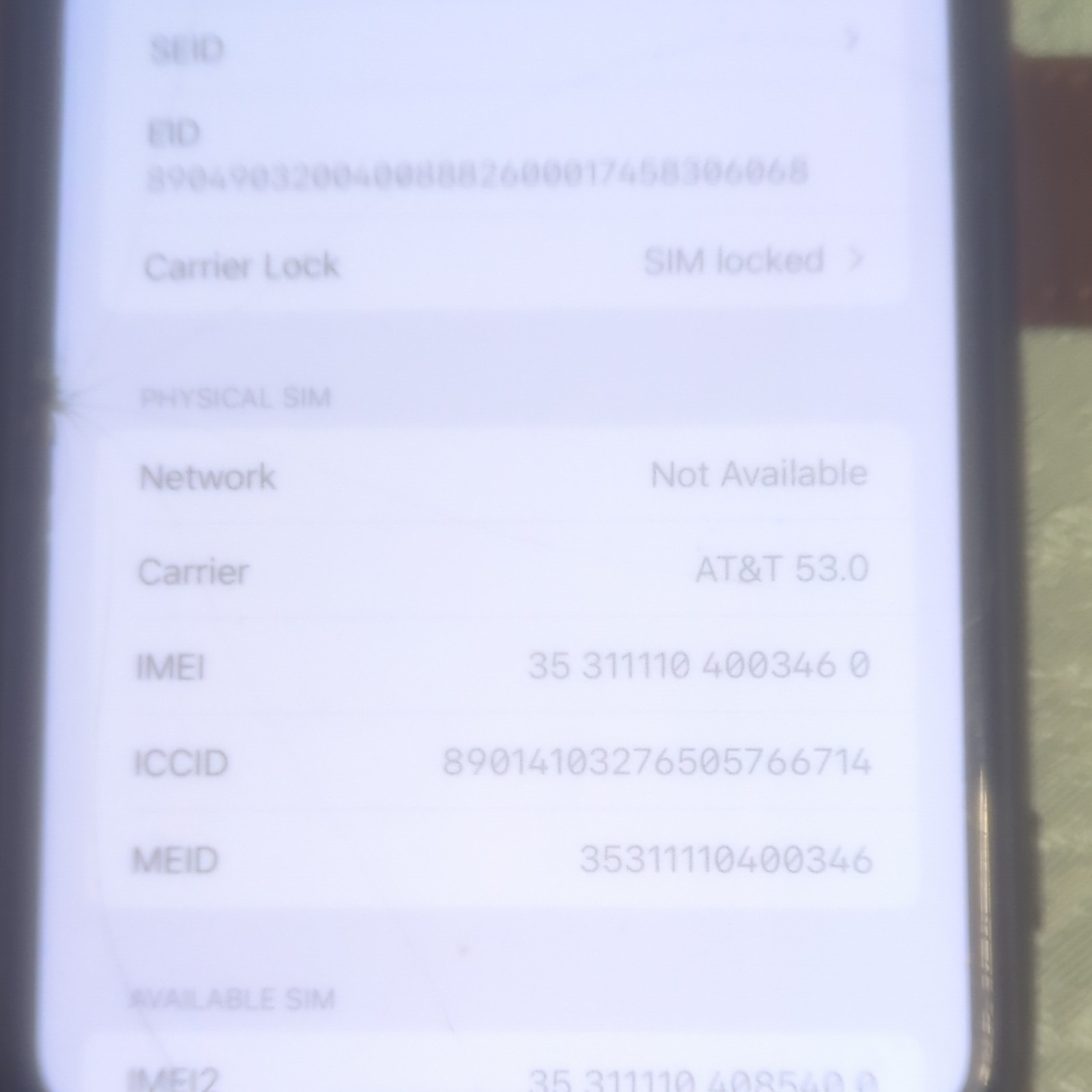 Apple iPhone XS Max 128GB Black iOS AT&T SIM Locked Single SIM Bar