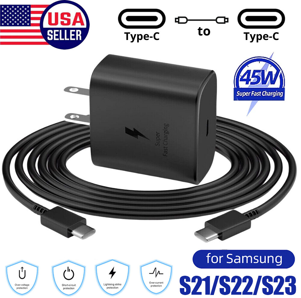 45W Type USB C Super Fast Wall Charger+Cable For Samsung Galaxy S22 S23 S21 S20