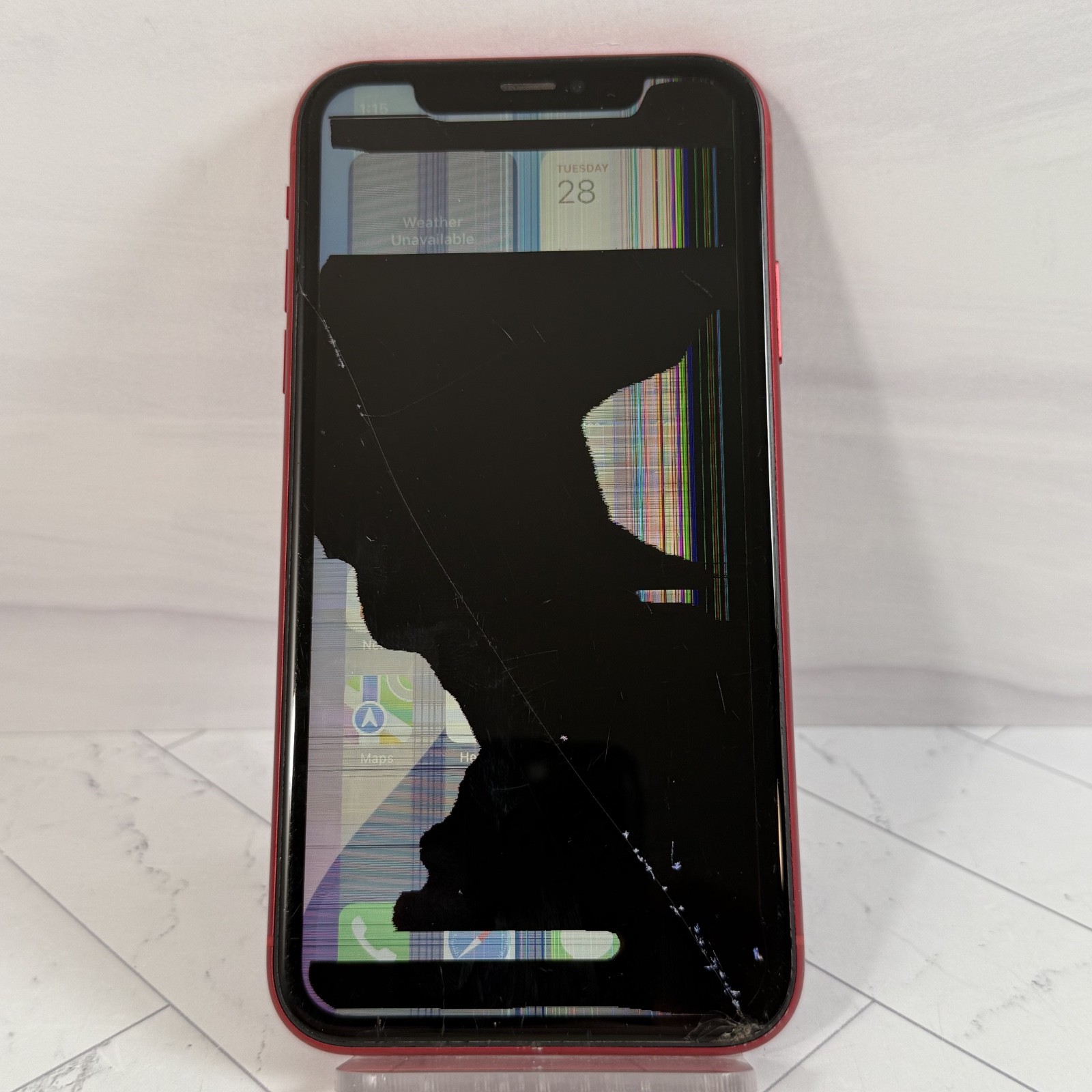 Cracked Screen LCD Apple iPhone XR 128 GB Spectrum Red A1984 #H261