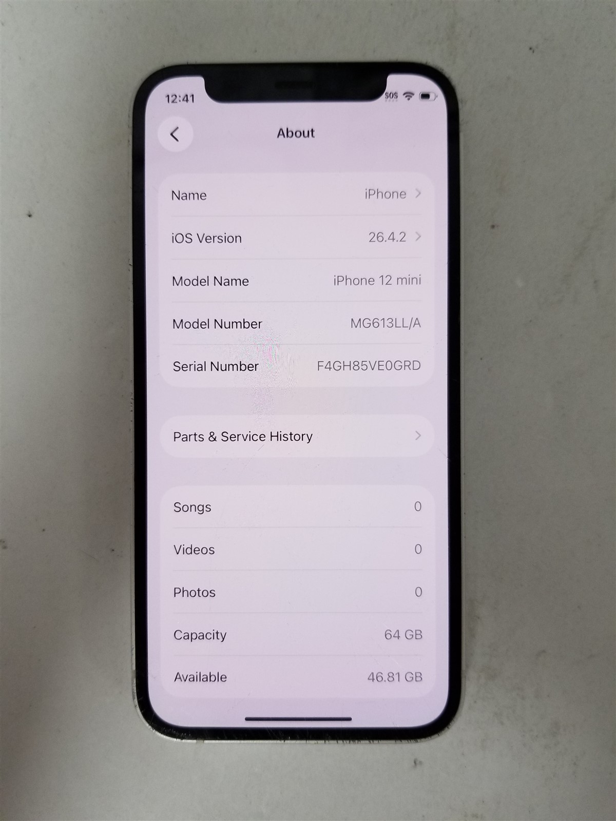 Google iPhone 12 Mini 64GB White A2176 (Unlocked) Damaged zD2872