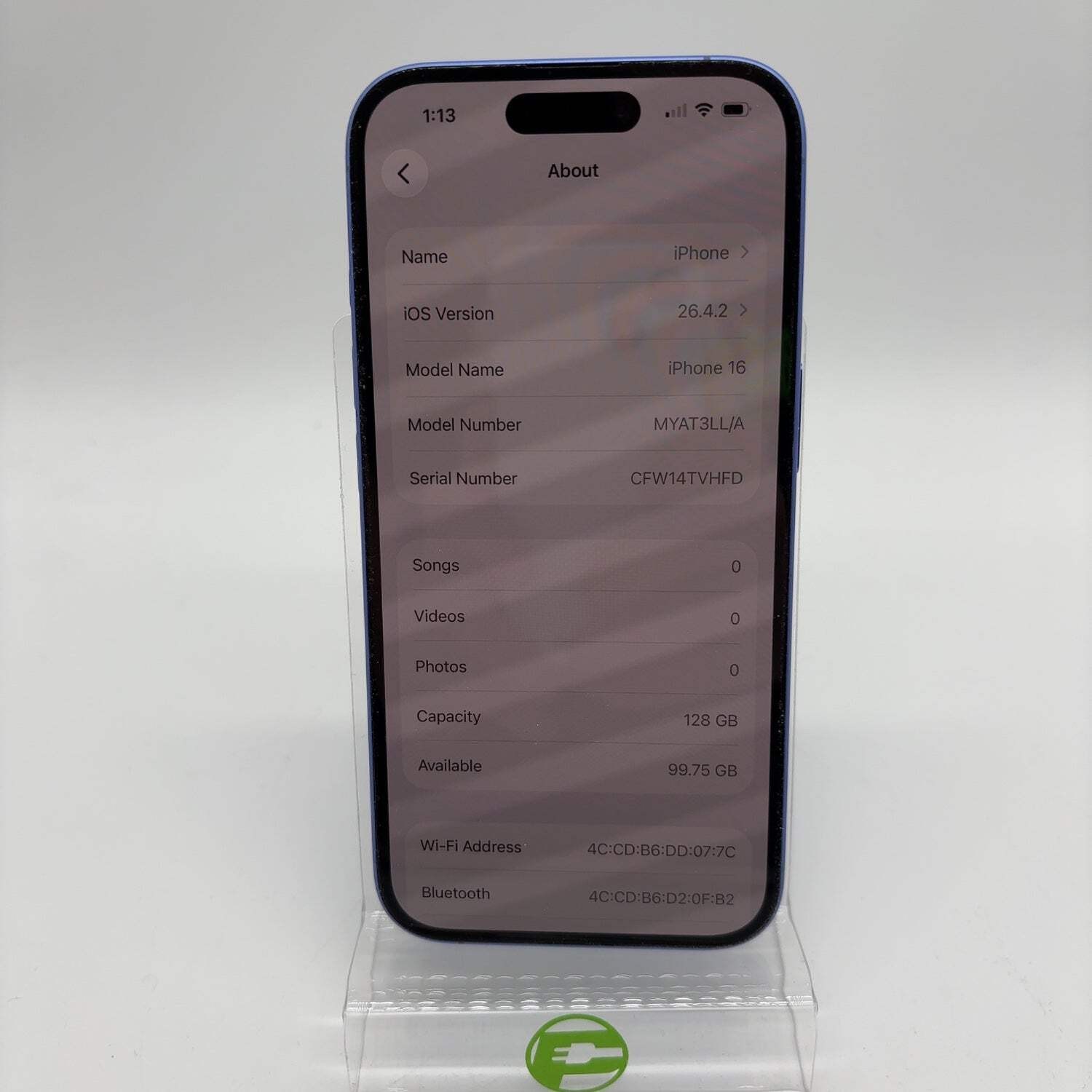 Factory Unlocked Apple iPhone 16 128GB Teal MYAT3LL/A