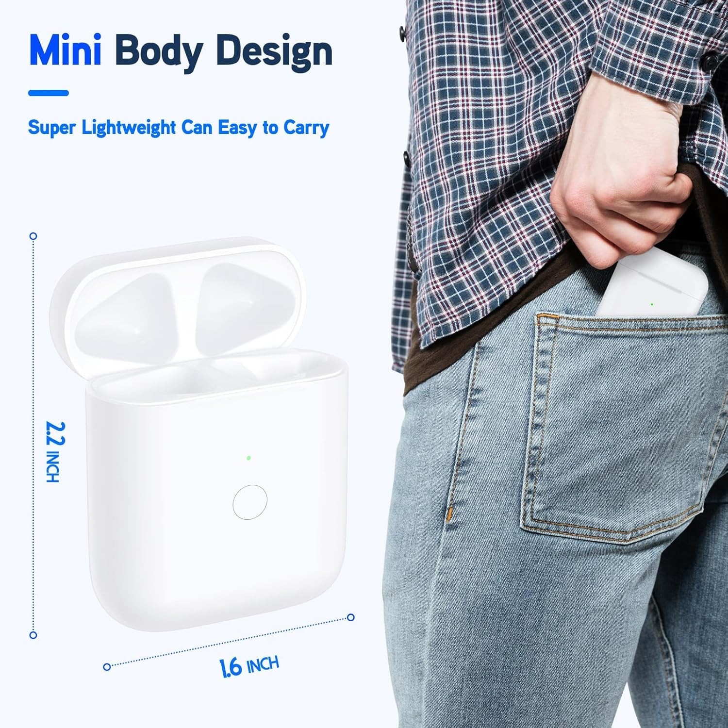 Replacement Wireless Charging Case for Airpod 1st 2nd Generation, Bluetooth Pair