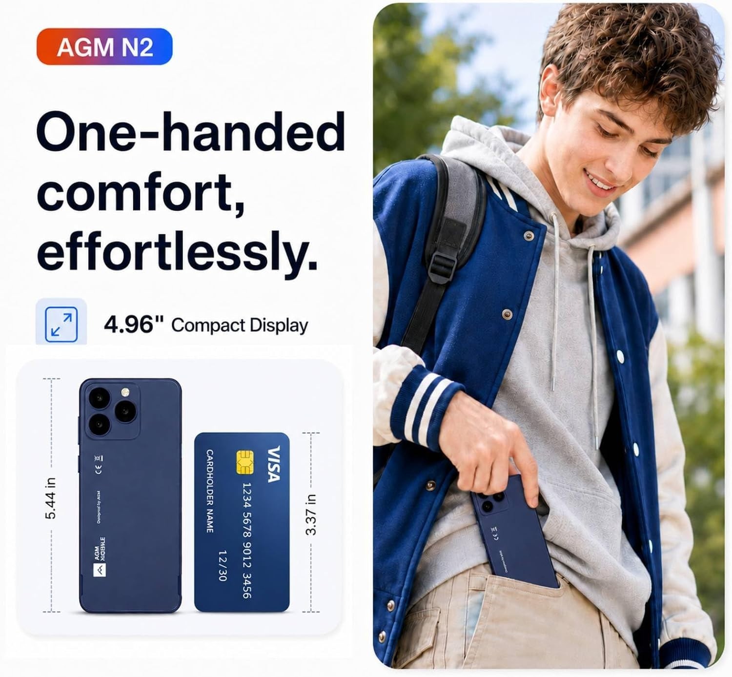 AGM Note N2 Mini Smartphone – Compact Android 16 GO Phone with Dual SIM & Expand
