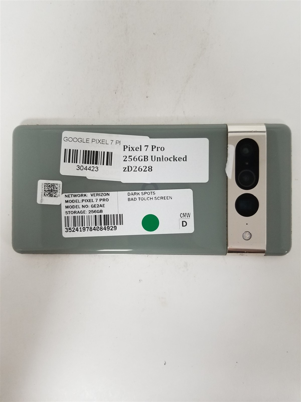 Google Pixel 7 Pro 256GB Hazel GE2AE (Verizon Unlocked) Damaged zD2628