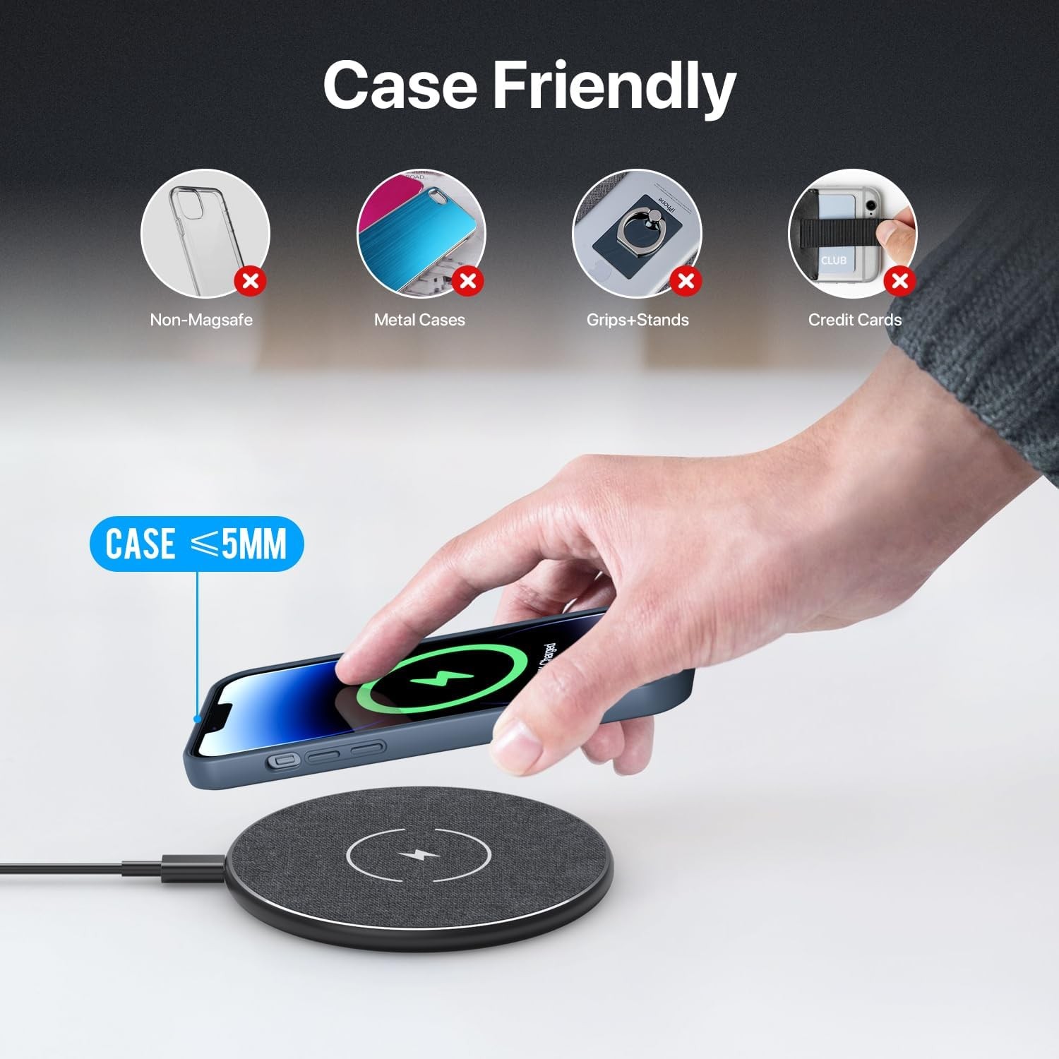 30W Fast Wireless Charging Pad for iPhone 15/14/13/12/11, Galaxy S24/S23/S22/S21