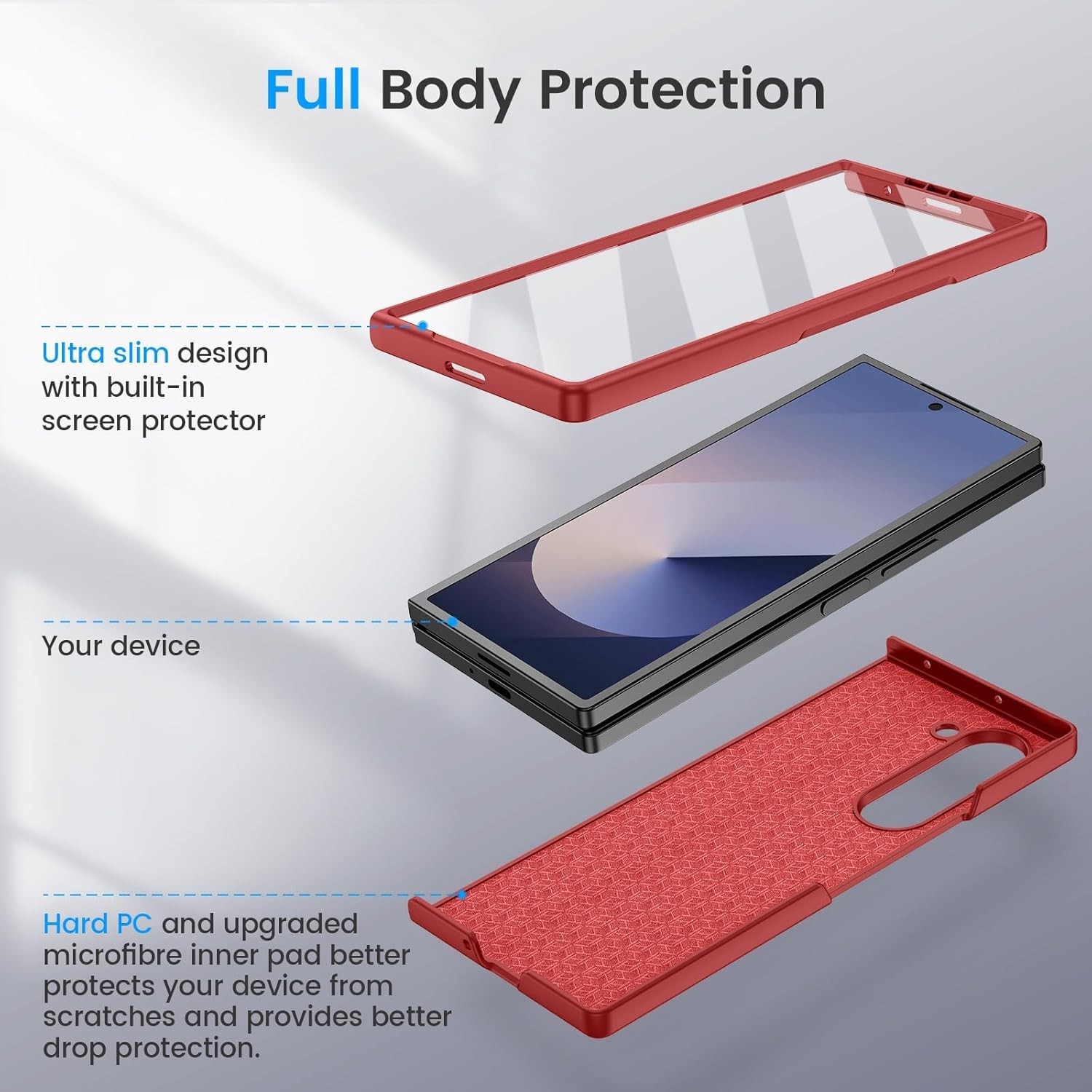 Case & Built-in Screen Protector for Samsung Galaxy Z Fold 6 Ultra-Thin Green