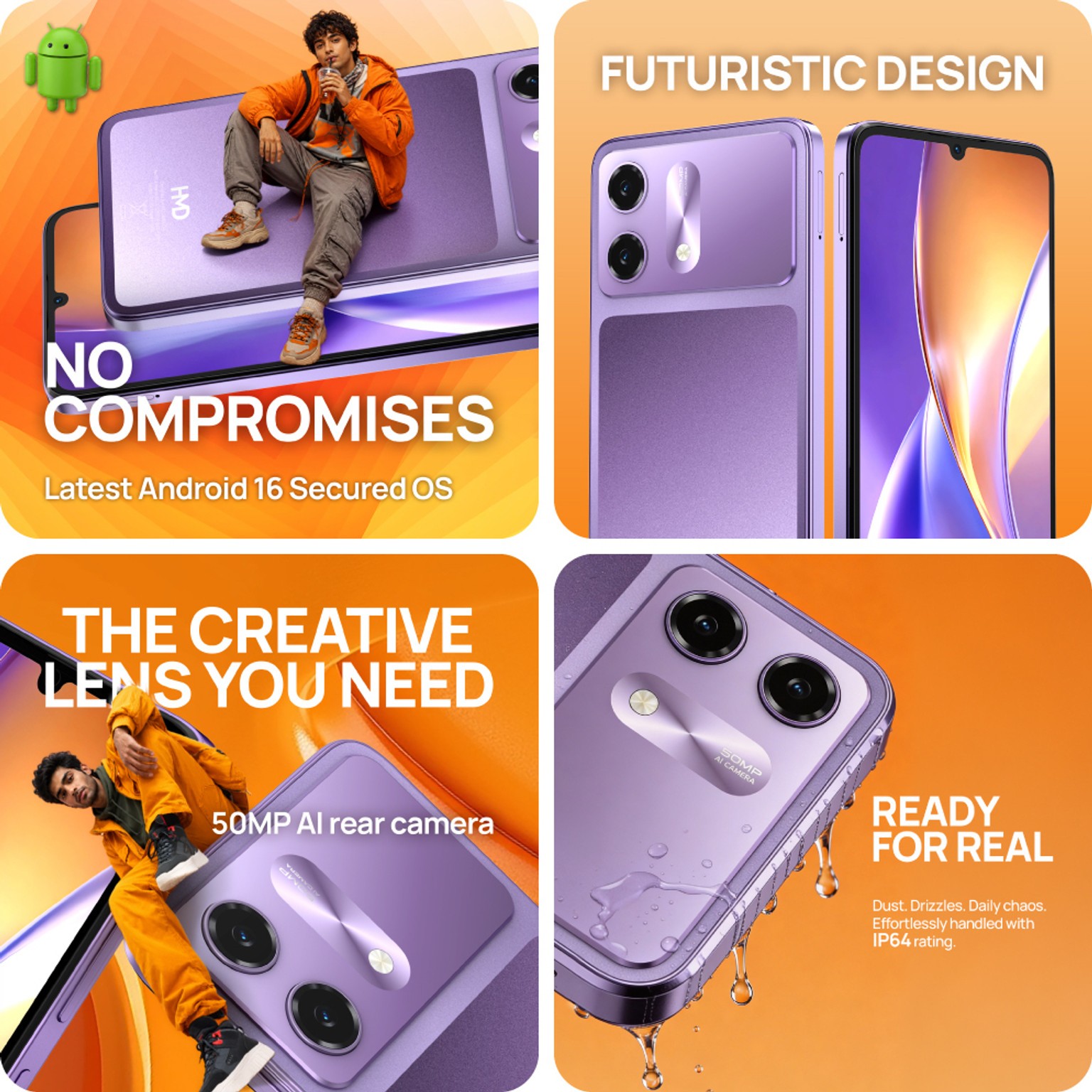 HMD VIBE2 5G Unlocked Dual SIM Smartphone 6.7″ HD+ 120Hz Display 6000mAh Battery