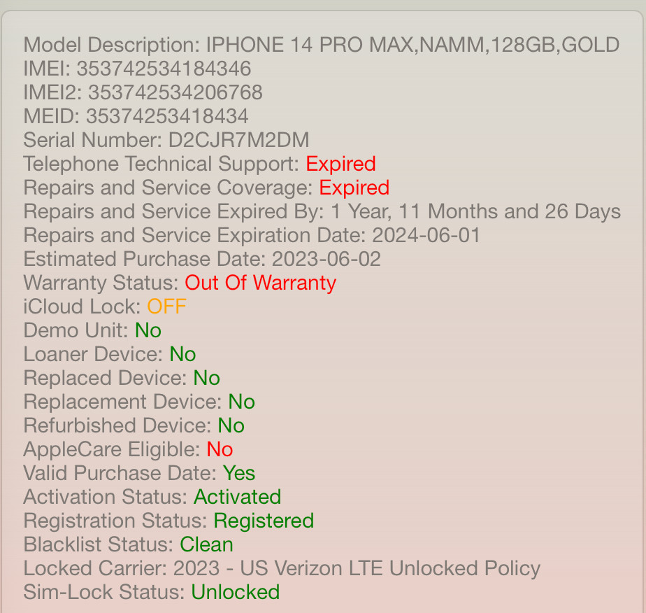 Apple iPhone 14 Pro Max 128 GB A2651 Gold Unlocked Verizon AT&T T-Mobile #A78