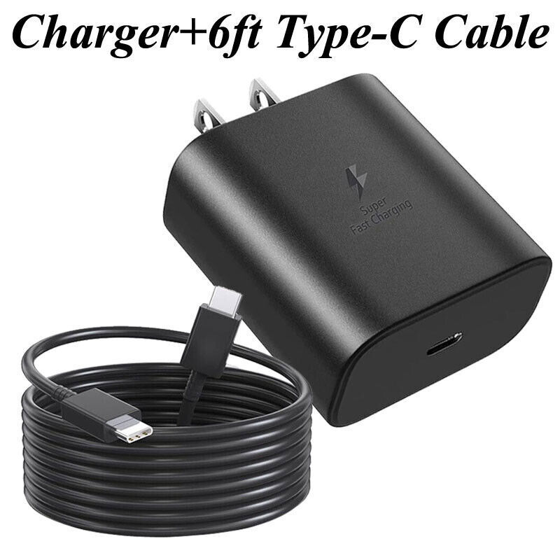 45W Type USB-C Super Fast Wall Charger+ 6ft Cable for Samsung Galaxy S24 S23 S22