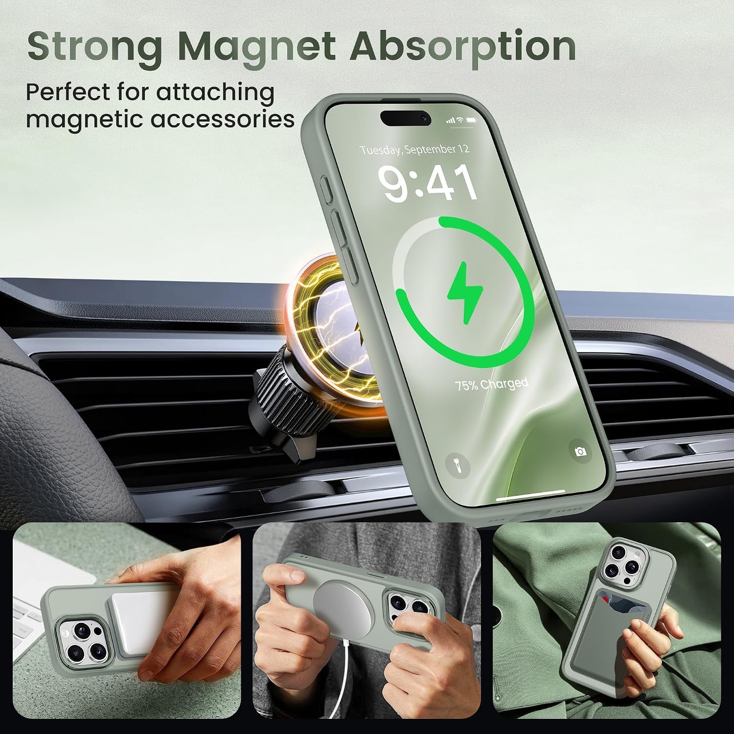 iPhone 14 Pro Max Case, Built-in Invisible Stand, Military-Grade Protection, Cal