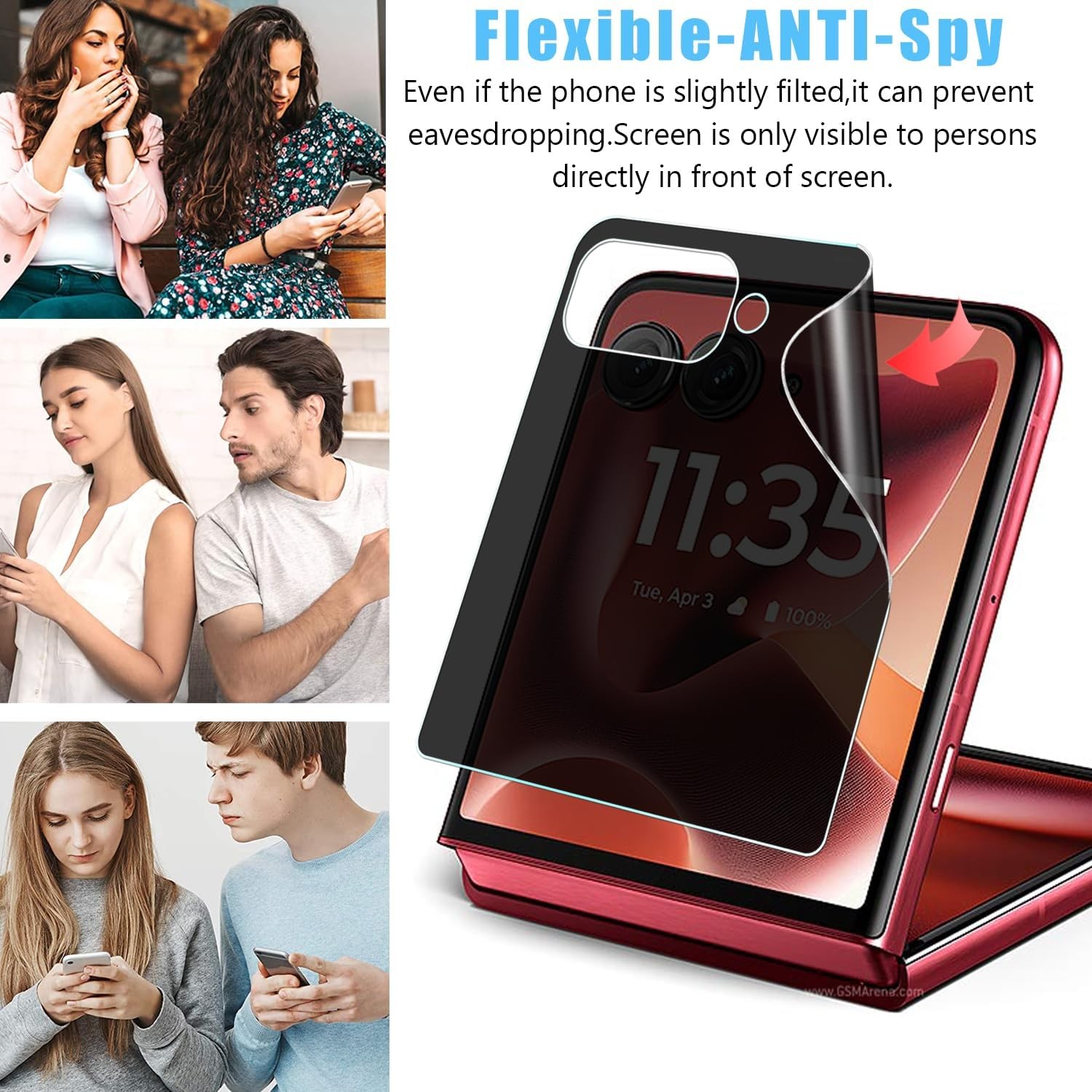 2+2 PCS Privacy Front Screen Protector & Camera Lens Protector for Motorola Razr