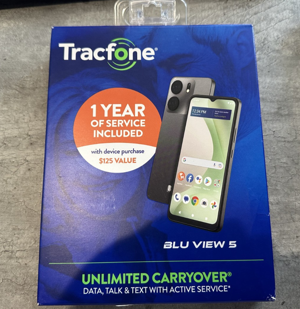 Tracfone BLU View 5 64GB Black W/ $125 365 Days Service Prepaid Plan Bundle New