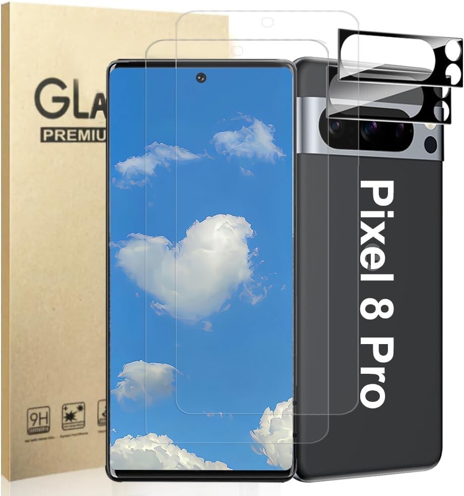 4in1 Screen Protector for Google Pixel 8 Pro Screen and Camera Lens Protector 9H