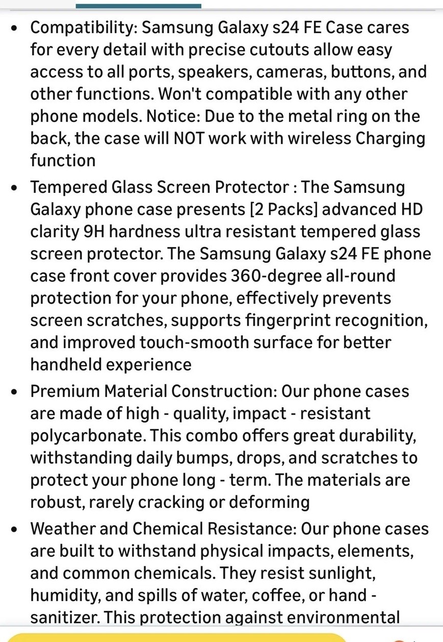 For Samsung Galaxy S25 FE 5G Case with Military Grade Drop Proof Protections