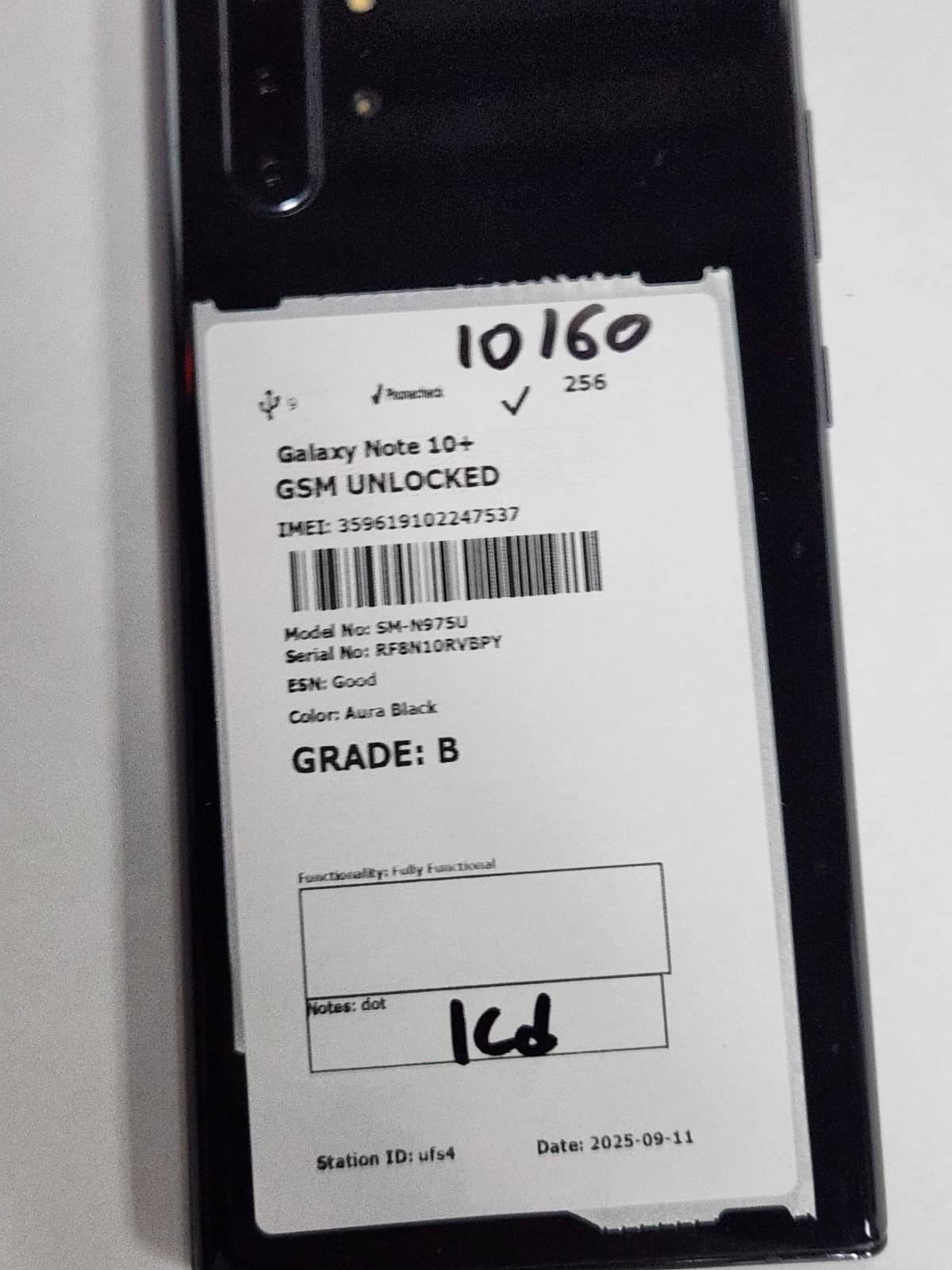 DEFECTIVE – Samsung Galaxy Note 10+ – 256GB – Aura Black – GSM Unlocked – 10160