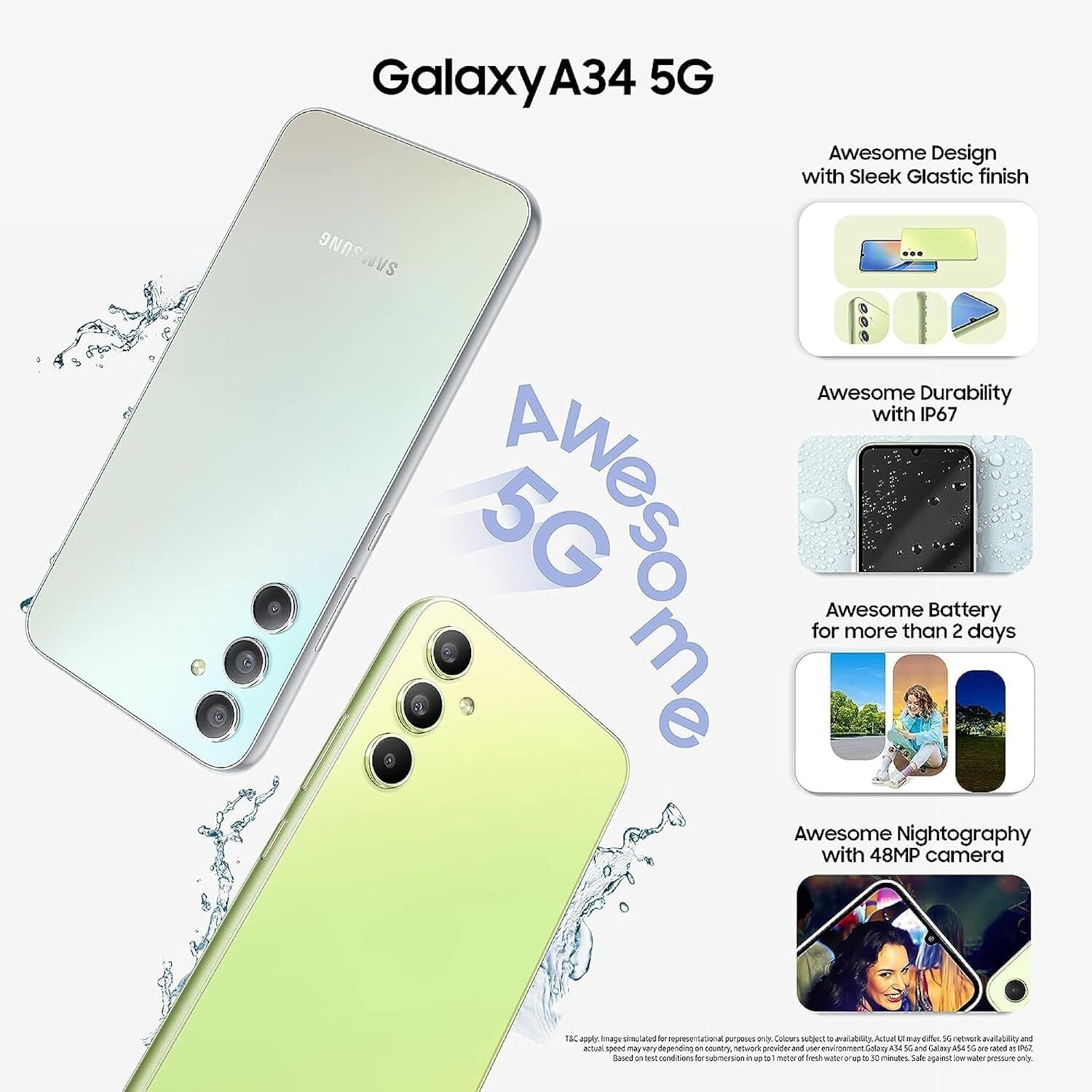 Samsung Galaxy A34 5G Awesome Violet 8GB 256GB Storage Global Verson Unlocked